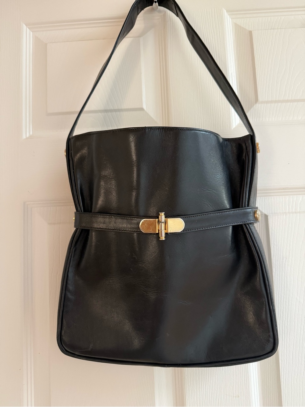 Rare Vintage1970s Saks Fifth Avenue Leather Belted shoulder Bag